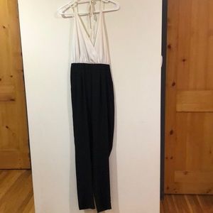 Black and white halter jumpsuit